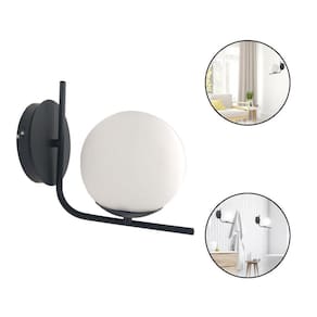 Luminária Arandela Uno Preto Fosco Globo Leitoso Spotline
