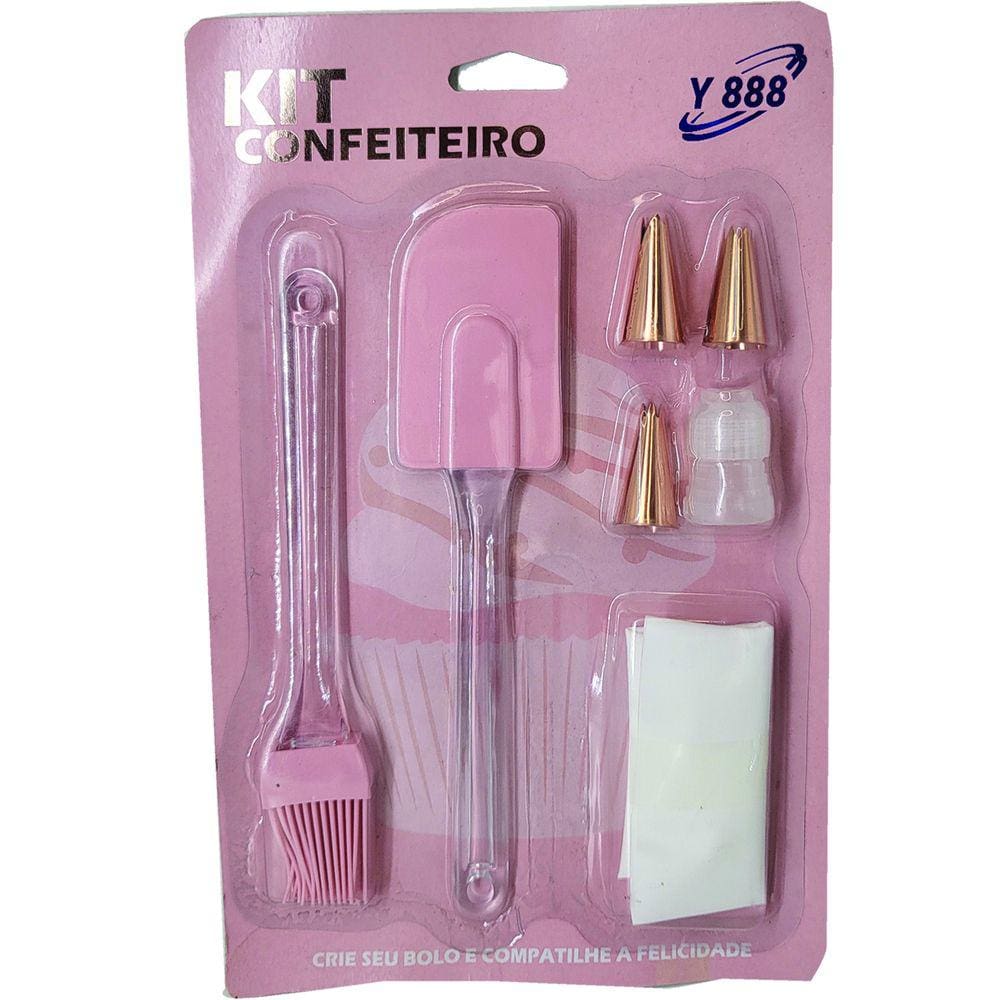 Kit Confeiteiro COntendo 1 Saco 3 Bicos De Metal 1 Pincel 1 Pão Duro