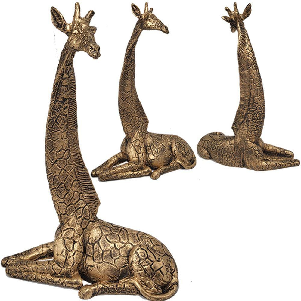 Estátua Girafa Dourada 03036