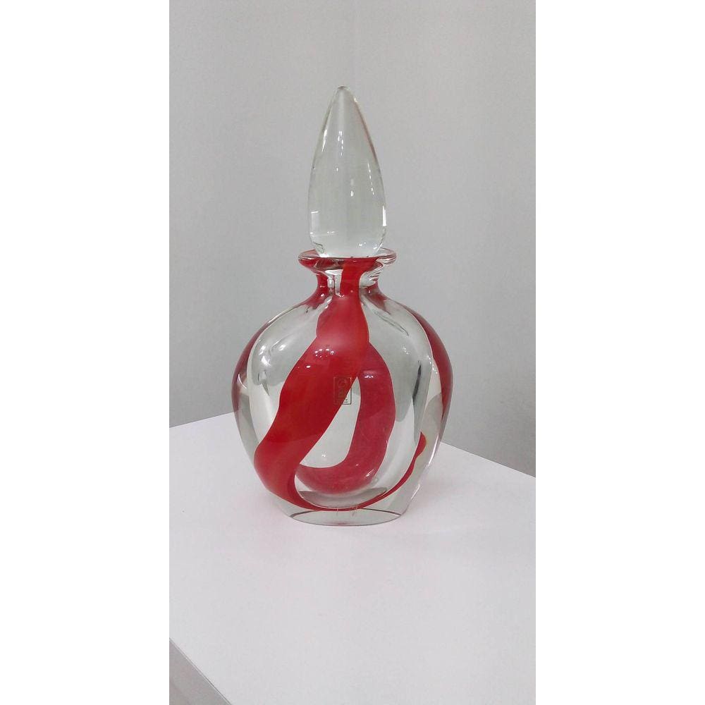 Garrafa de Murano Vermelho e Transparente São Marcos
