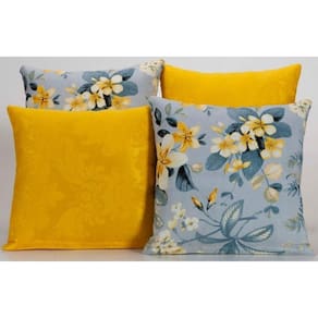 Kit 4 Almofadas Para Sofá Estampa Amarelo Com Azul