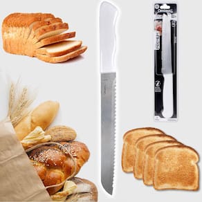 Faca Para Pão em Aço Inox Cabo Branco 6 polegada - Cabo Branco - Faca de Pao e bolo - PANAMI