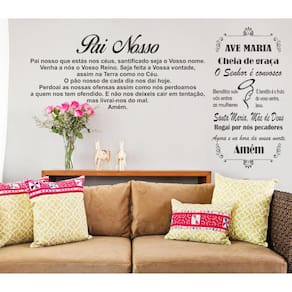 Adesivo Decorativo Parede Oração Frase Ave Maria e Pai Nosso