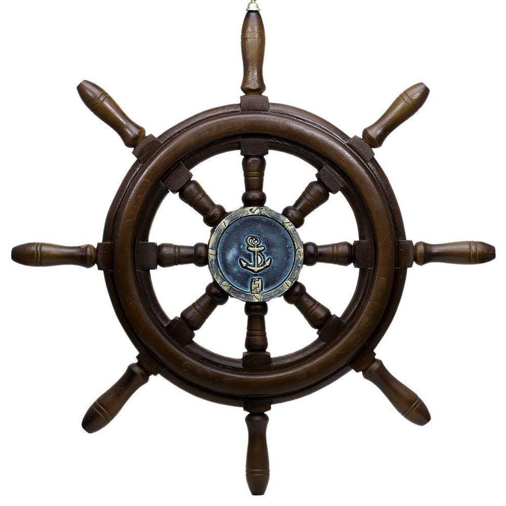 Timão De Barco Decorativo Em Resina 50Cm