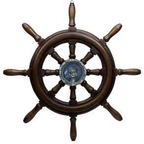 Timão De Barco Decorativo Em Resina 50Cm