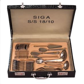 Faqueiro Inox 84 Peças Detalhe Dourado Luxo