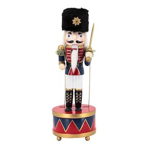 Boneco Soldado Quebra Nozes Musical De Dar Corda Natal 30cm