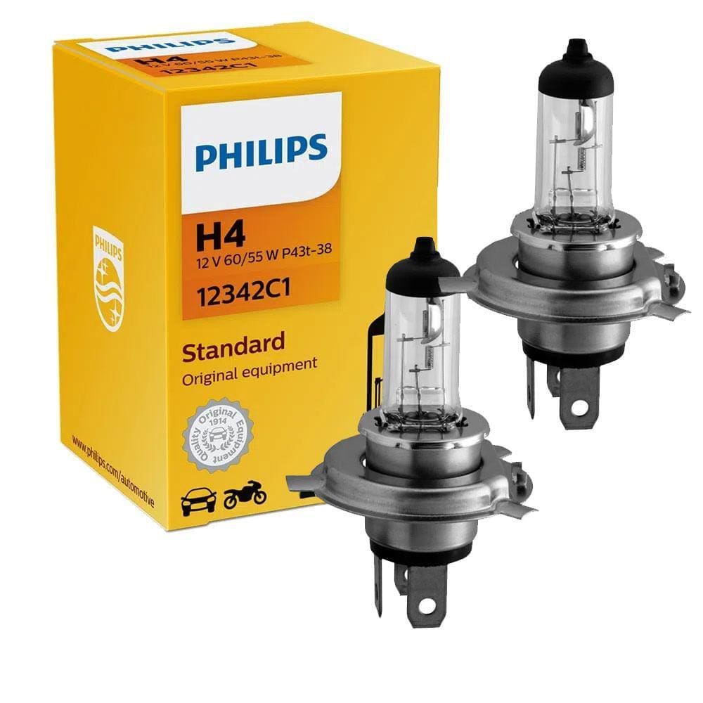 Par Lâmpada Philips Halógena Standard 55/60W 12v H4 Biodo