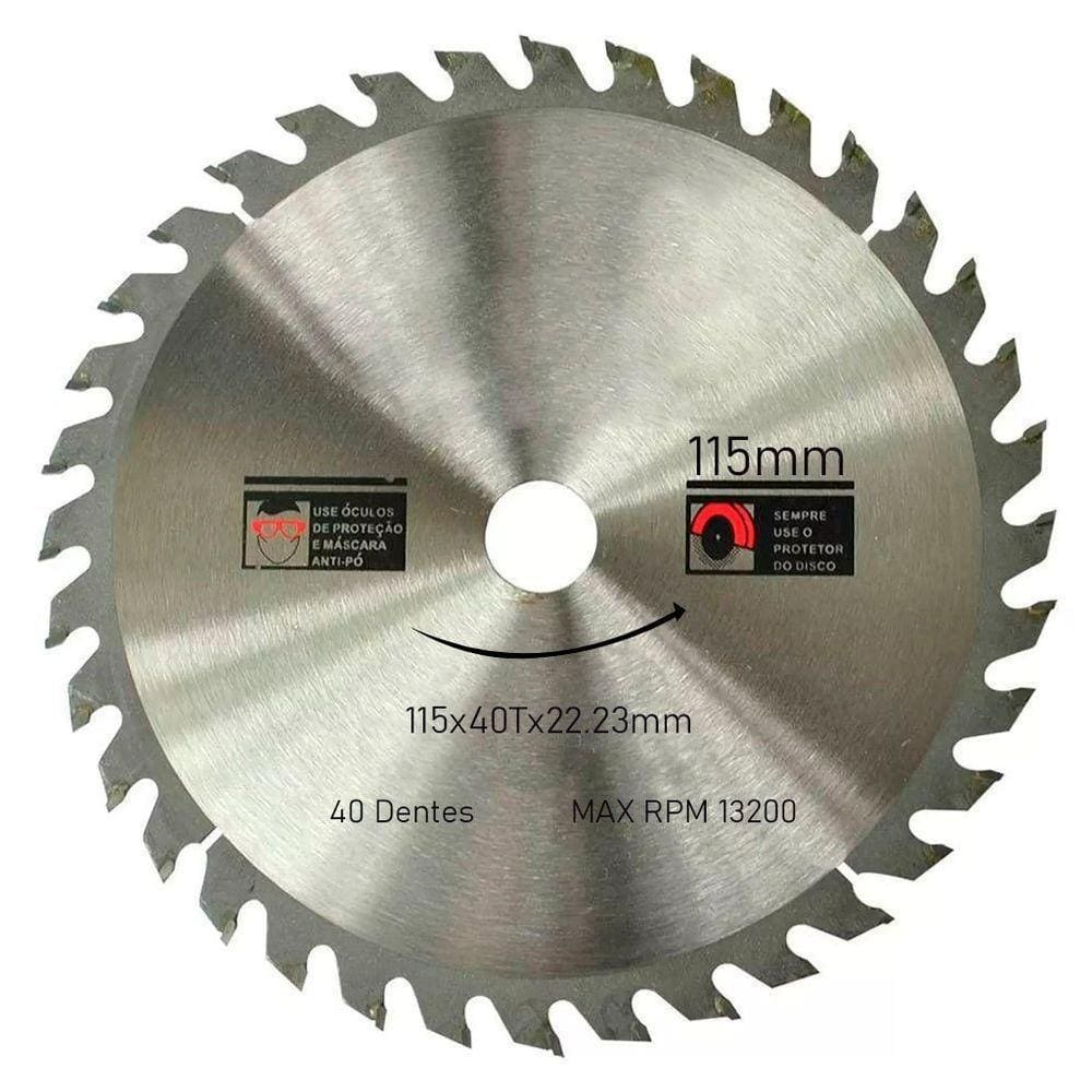 Kit 12 Discos De Serra Circular Com 40 Dentes 4-1/2" 115mm Para Madeira