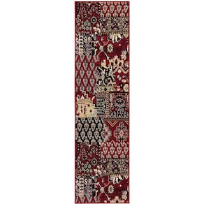Passadeira Trilho 3M Patchwork 66X300Cm Vermelho Cashmir