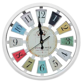 Relógio De Parede Decorativo Branco Sala Escritório 37,5cm