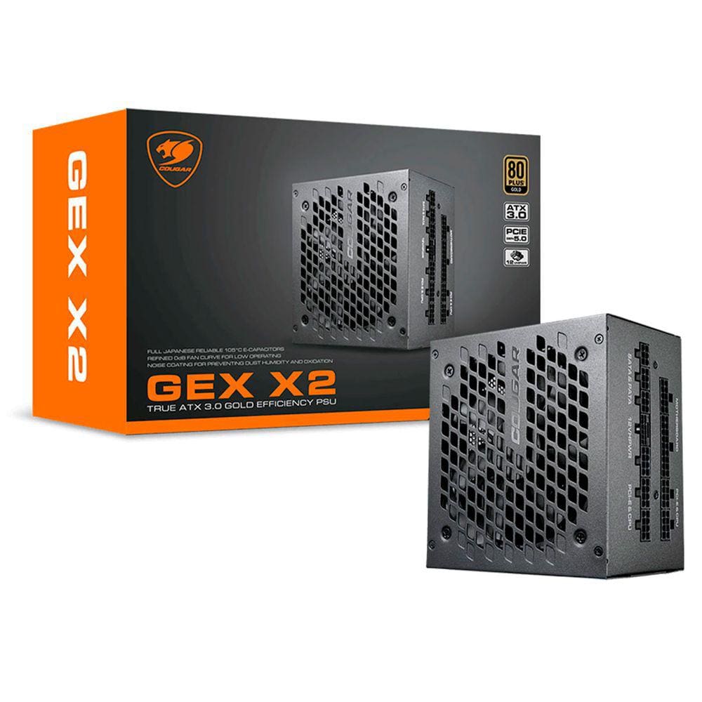 Fonte Gamer 1000W Cougar GEX X2 1000, 80 Plus Gold, PFC Ativo, Ultra-Silenciosa, Full Modular, Preta