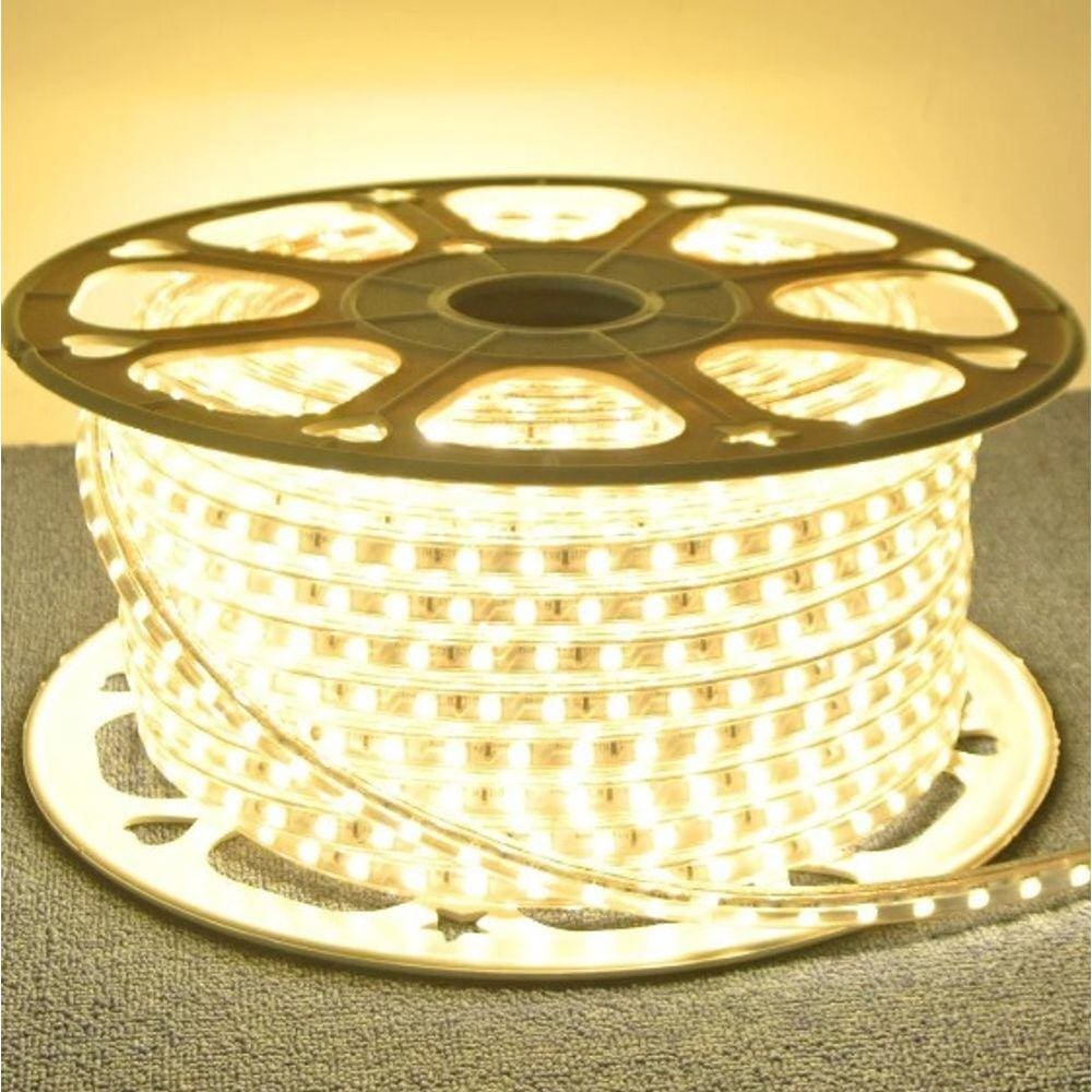 Fita Mangueira Led 5050 Branco Quente 220v 25m + Adaptador