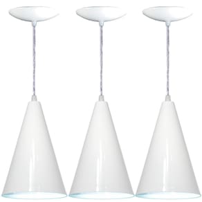 Kit 03 Lustres Pendente Balcão Cozinha Americana - Branco
