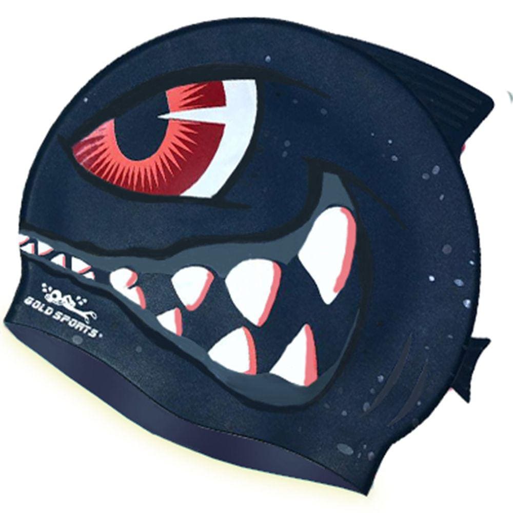 Touca De Natação Gold Sports Kids Bad Shark De Silicone