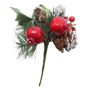 1 Ramo Romã Decoração De Natal Artificial Com Detalhes Branco 16cm