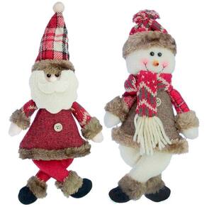 Kit 8 Enfeites Boneco De Neve E Papai Noel Natal Em Tecido 30cm