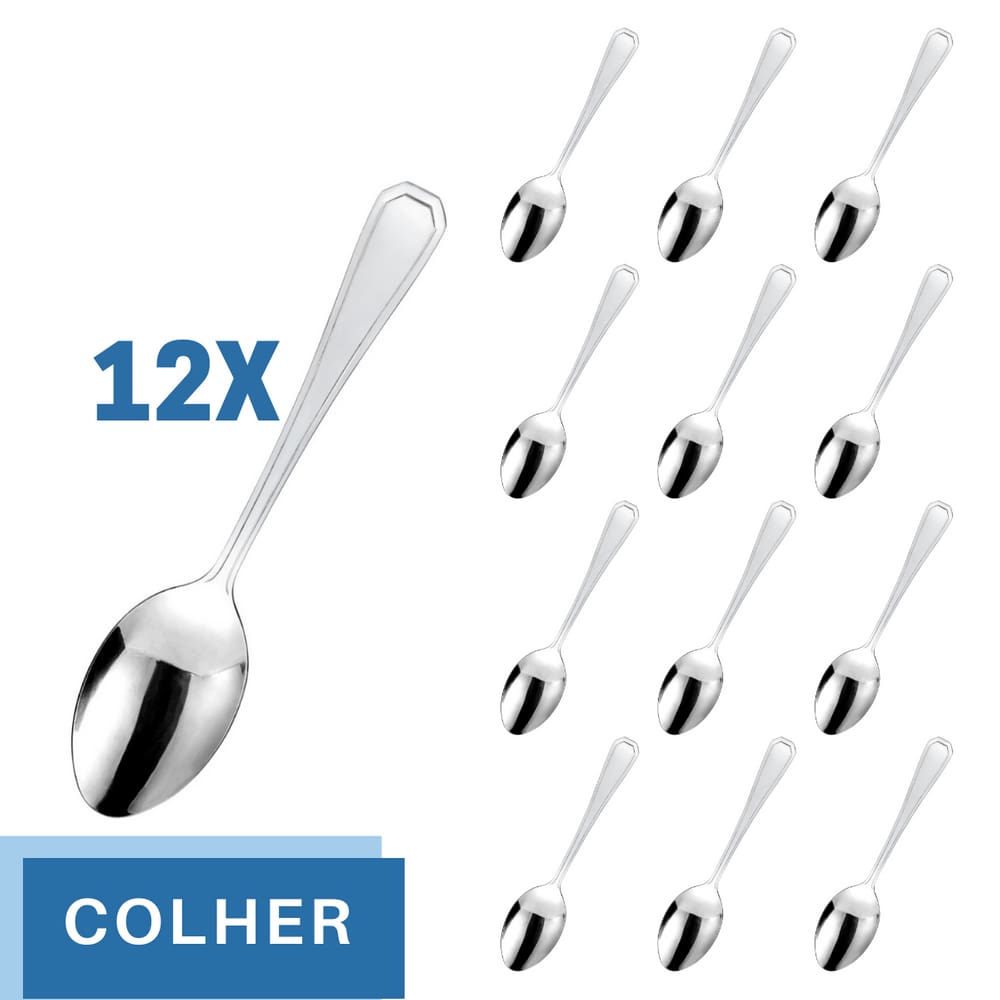 Jogo Restaurante Colher Inox Reforçada 12 Pçs Casa / Bar
