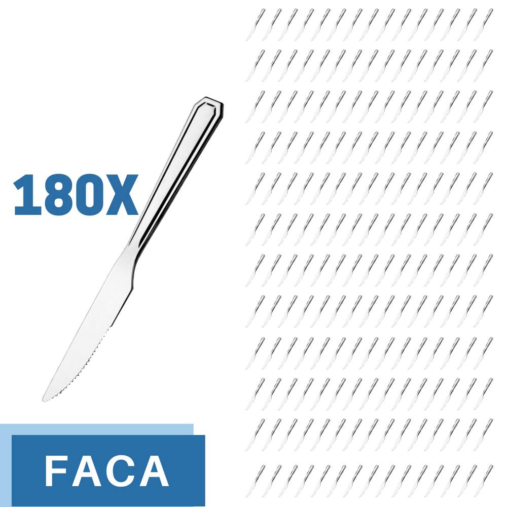 Jogo Restaurante Faca Inox Reforçada 180 Pçs Casa / Bar