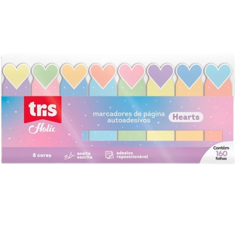 Notas adesivas Marca páginas autoadesivo Tris Hearts 160 Fls