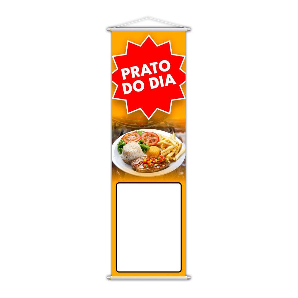 Banner Prato do Dia Restaurante Preço Fundo Branco 100x30cm