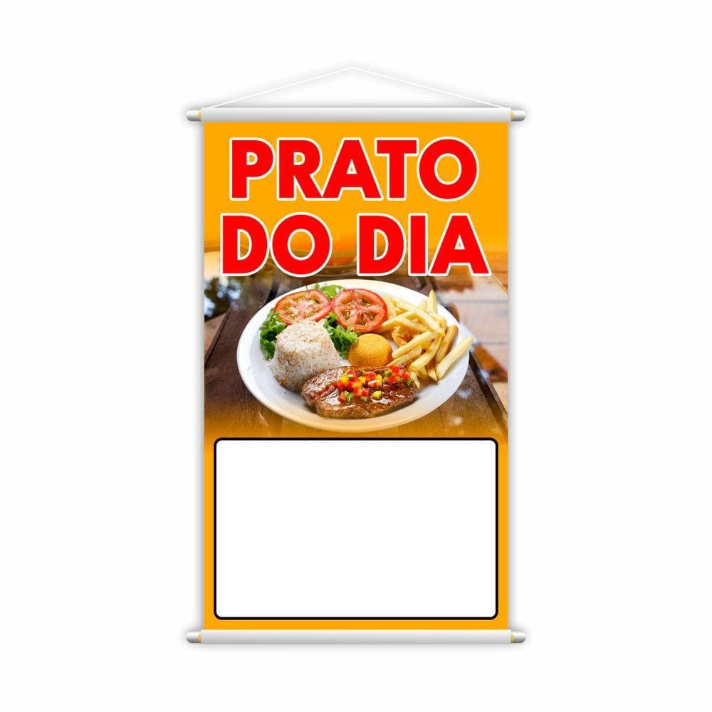 Banner Prato do Dia Restaurante Preço Fundo Branco Grande