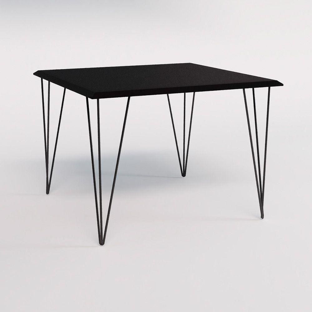 Mesa Clips De Ferro Preto Tampo Quadrado Preto 90X90