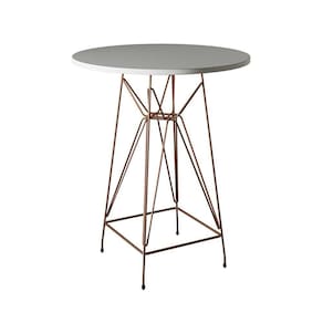 Mesa Bistrô Alta 60Cm Branca Base Ferro Cobre Cor: Branco