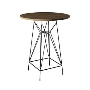 Mesa Bistrô Alta 60Cm Amêndoa Base Ferro Preto Cor: Amendoa