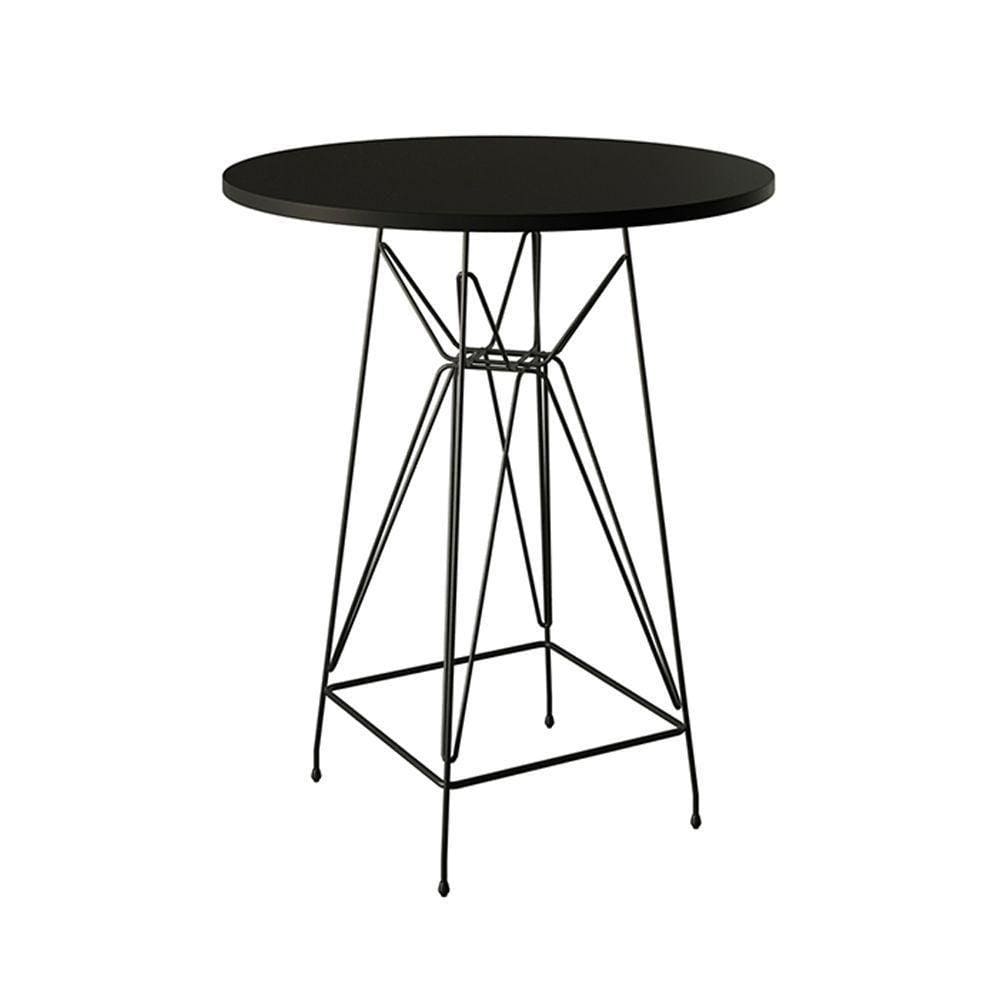 Mesa Bistrô Alta 60Cm Preta Base Ferro Preto Cor: Preto