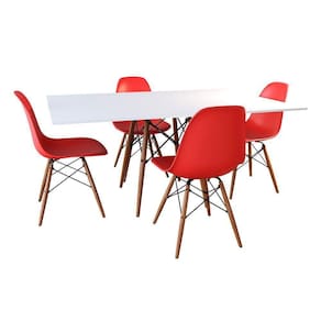 Conjunto De Mesa De Jantar Retangular 120X75 Tampo De Madeira Branco Com 4 Cadeiras Cor: Branco