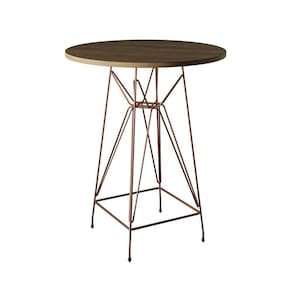 Mesa Bistrô Alta 60Cm Amêndoa Base Ferro Cobre Cor: Amendoa