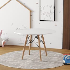 Mesa Infantil Madeira Tampo 68Cm Redondo Branco