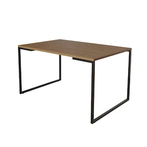 Mesa De Jantar Industrial Base Ferro Preto Tampo 137X90 Amêndoa Cor: Marrom