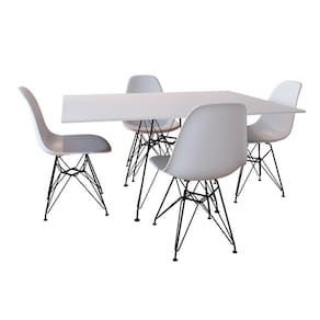 Conjunto De Mesa De Ferro Preto Tampo Branco 120X75 4 Cadeiras Ferro Preta Assento Bran
