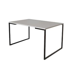 Mesa De Jantar Industrial Base Ferro Preto Tampo 137X90 Branco Cor: Branco