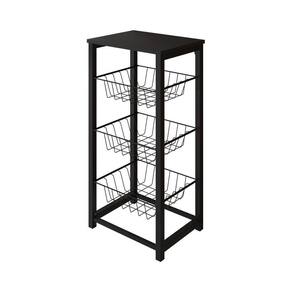 Fruteira De Chão Cozinha Desmontada Aço Preto Tampo Preto Madri Cor: Preto