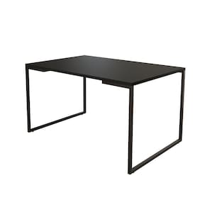 Mesa De Jantar Industrial Base Ferro Preto Tampo 137X90 Preto Cor: Preto