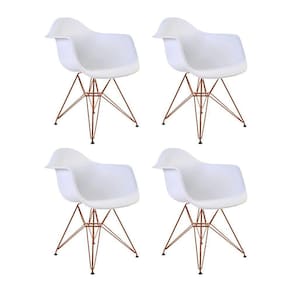 Kit 4 Poltronas Eiffel Eames Brancas Com Braço Daw Em Ferro Cobre - Cor: Preto