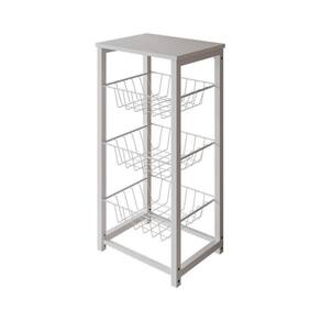 Fruteira De Chão Cozinha Desmontada Aço Branco Tampo Branco Madri Cor: Branco