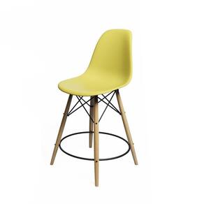 Banqueta Eames Eiffel De Madeira Assento Amarelo - Cor: Amarelo