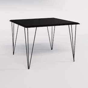 Mesa De Jantar Industrial Quadrada Clips Preta 90Cm De Ferro Preto Cor: Preto