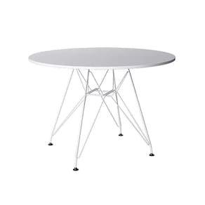 Mesa De Jantar Eames Redonda 110Cm Branca Com Ferro Branco Up Home Cor: Branco