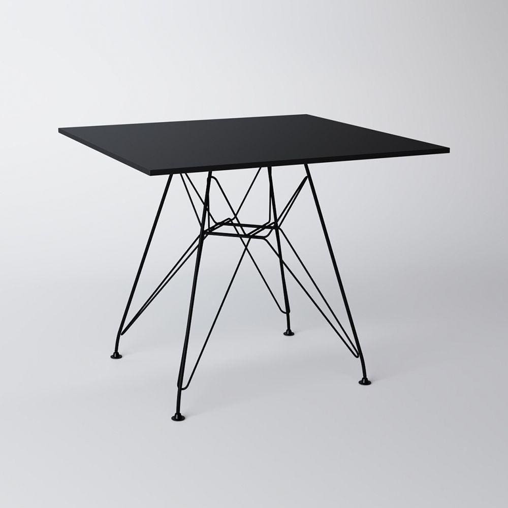 Mesa Eiffel Quadrada 90Cm Tampo De Madeira Preto Com Base De Ferro Preto Cor: Preto