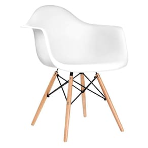 Cadeira Eifflel Com Braço Daw De Madeira Com Assento Branco Cor: Branco