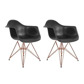 Kit 2 Poltronas Eiffel Eames Preta Com Braço Daw Em Ferro Cobre - Cor: Preto