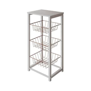 Fruteira De Chão Cozinha Desmontada Aço Branco Cesto Cobre Tampo Branco Madri Cor: Branco