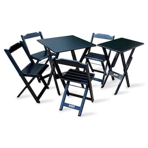 Jogo De Mesa 60x60 Com 4 Cadeiras E Mesa Aparador Preto