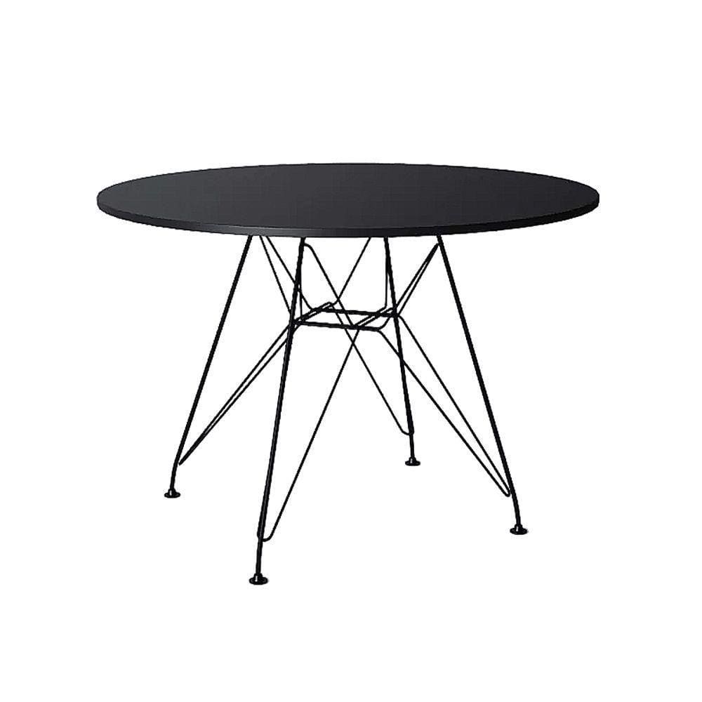 Mesa Eiffel Redonda 90Cm Tampo De Madeira Preto Com Base De Ferro Preto - Cor: Preto