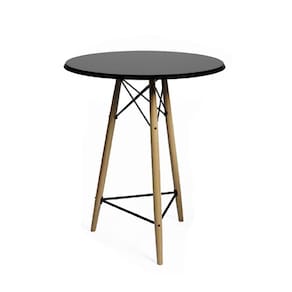 Mesa Bistrô Redonda Base Madeira Maciça 60Cm Preta Cor: Preto